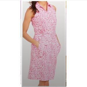 J. McLaughlin Pink Printed Catalina Cloth Sleeveless Mini Shirtdress
